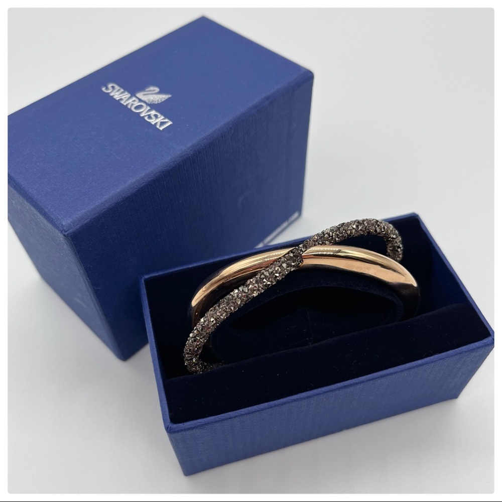 SWAROVSKI  Rose Gold-Tone PVD Crystal Dust Crossed Cuff Bracelet